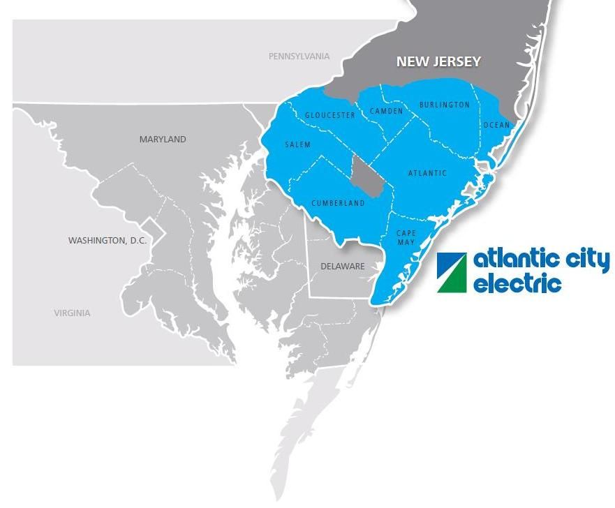 Atlantic City Electric Service Area Map