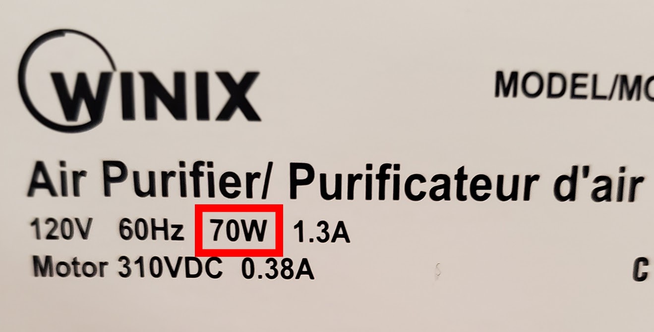 Showing how you can find wattage on an appliance