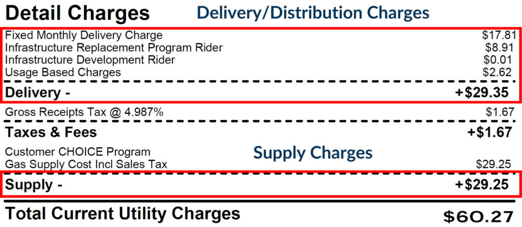 Example of a natural gas bill in Georgia