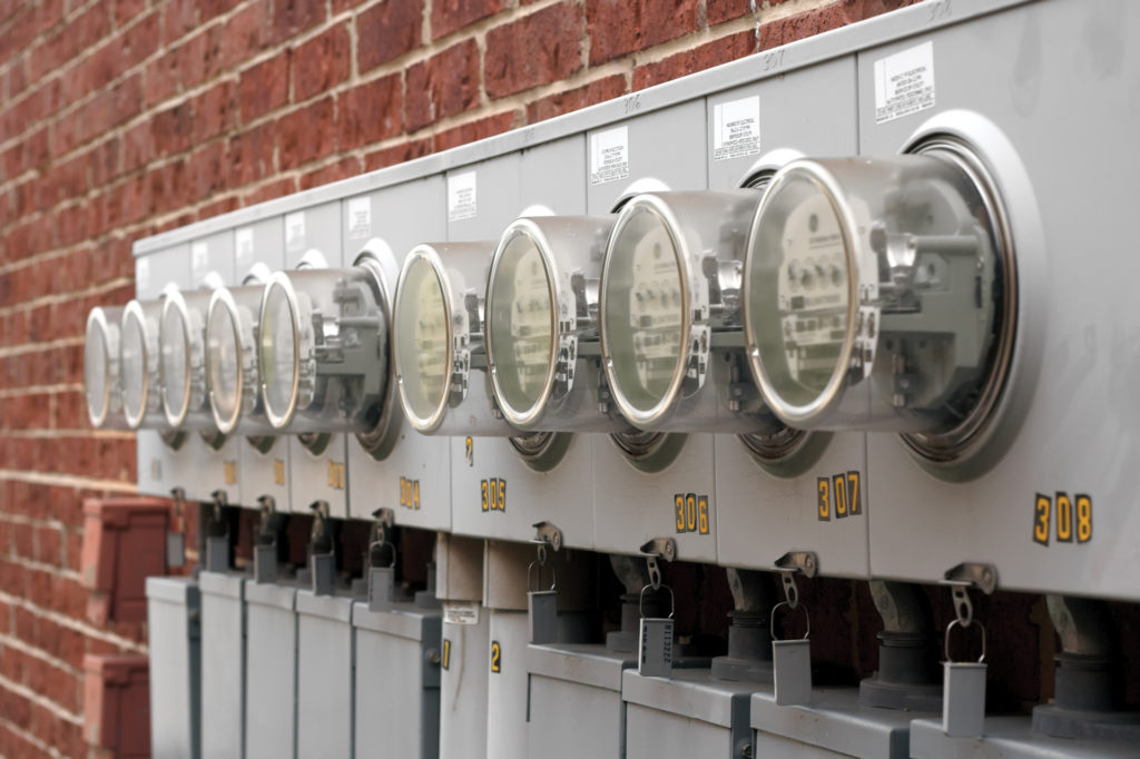 Row of electricity meters