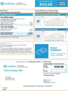 First page of the Con Edison Bill