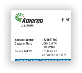image of where you can find Ameren account number on bill