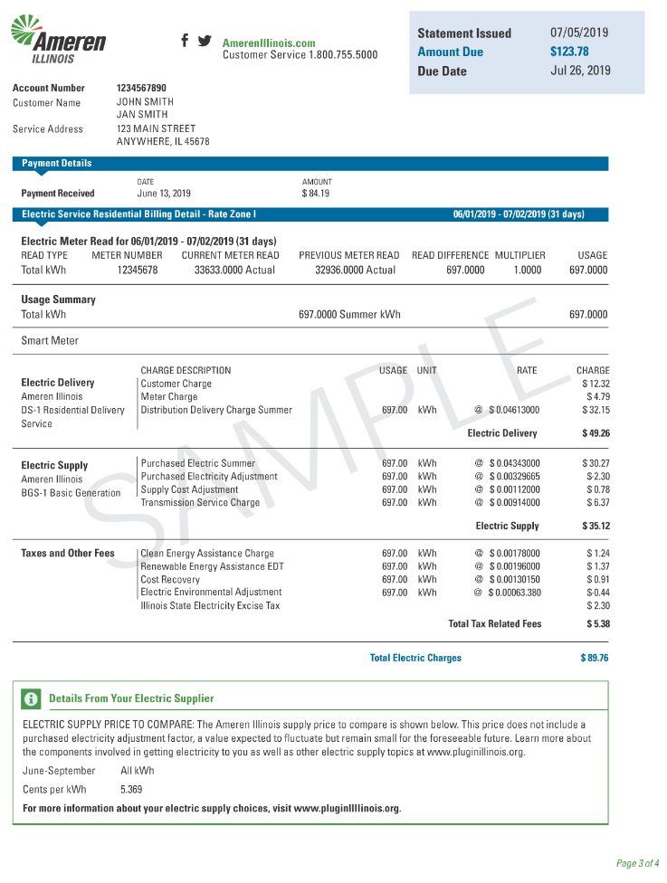 Ameren Illinois Bill ElectricityRates