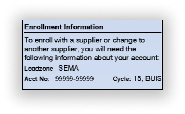 Image of account info on electric bill