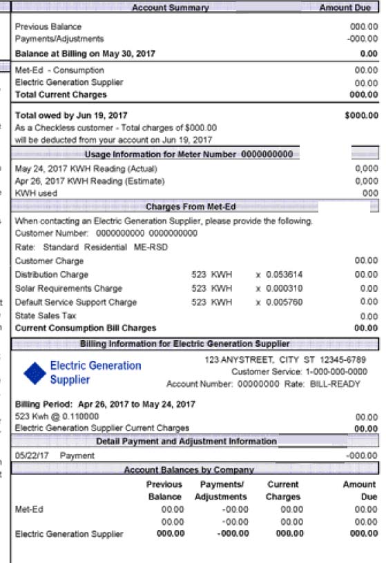 Image of bill details section