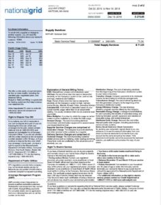 Second page of National Grid MA electric bill