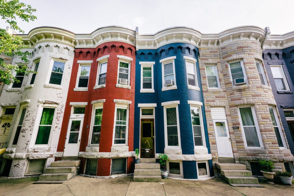 BGE rate increase happening October 1, 2023. Photo of rowhomes in Baltimore.