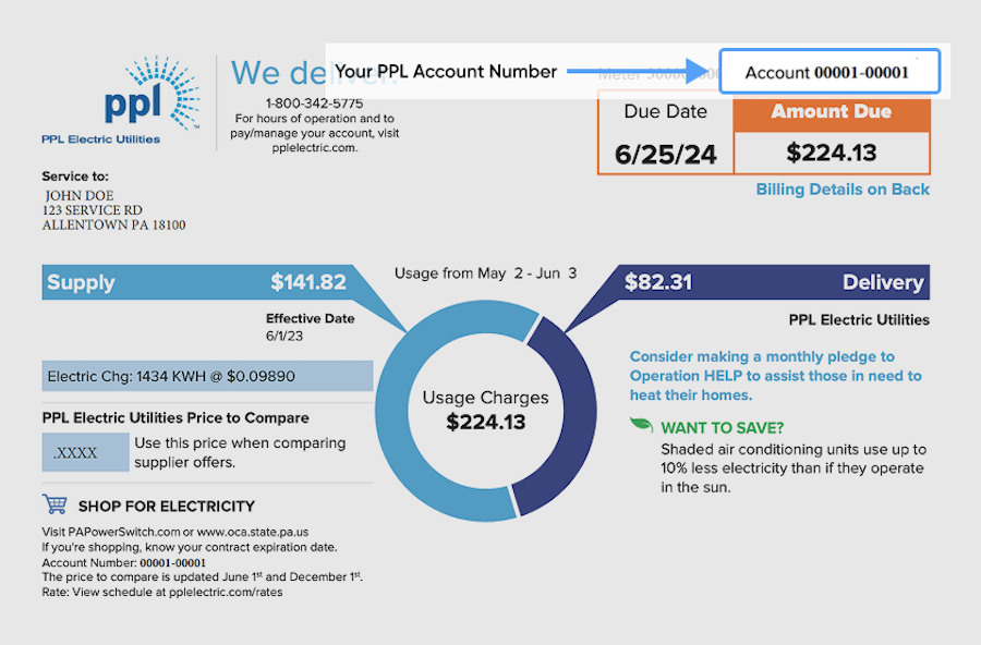 Sample PPL bill graphic