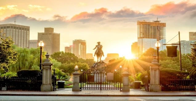 National Grid is raising their electricity rates effective August 1st, 2026. Photo of George Washington monument in Public Garden, Boston, MA.